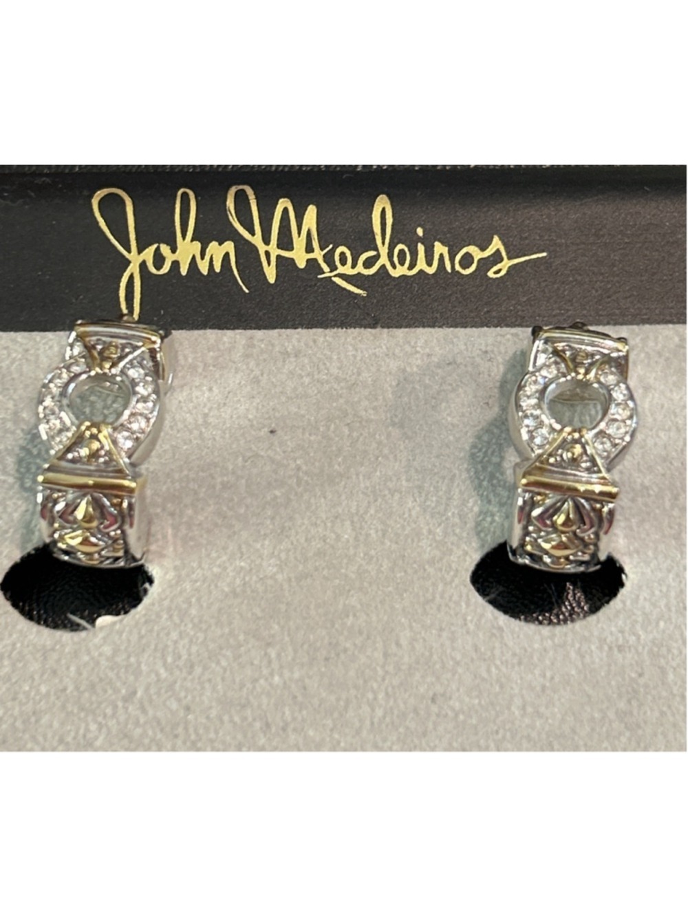 Women's John Medeiros Silver Gold Tone Crystal Clip-On Earrings One Size